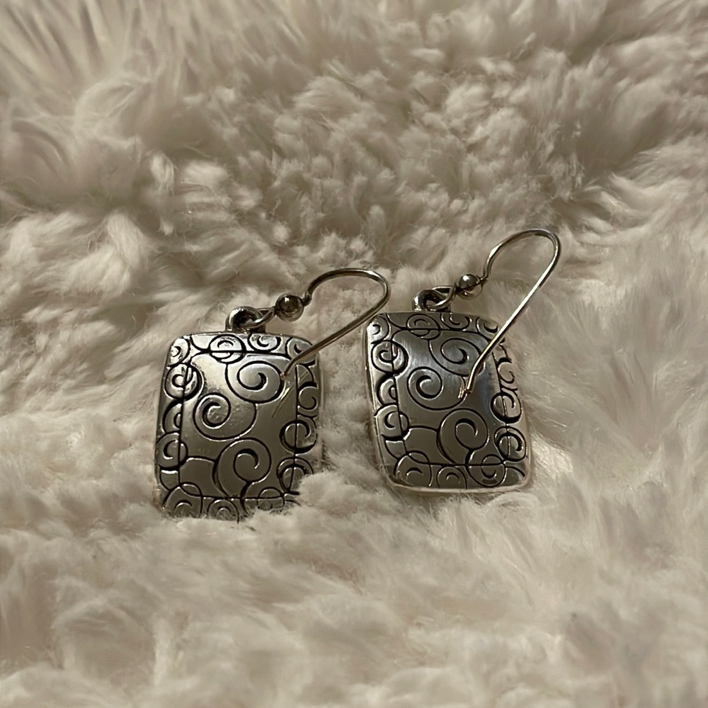 Brighton Rhythms silver & brushed gold dangle earrings - Picture 2 of 4